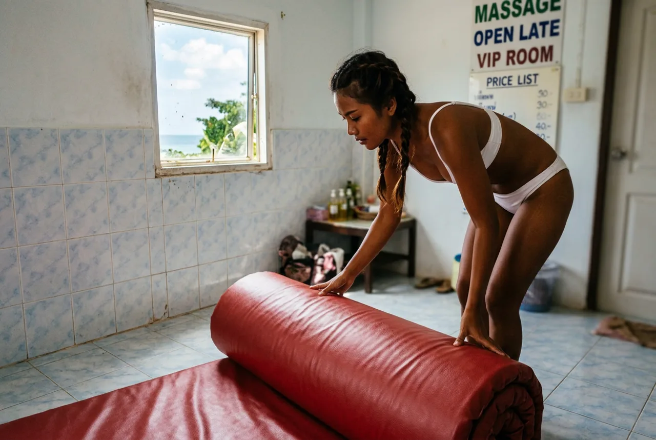 Nuru mattress prepared in a Phuket massage room