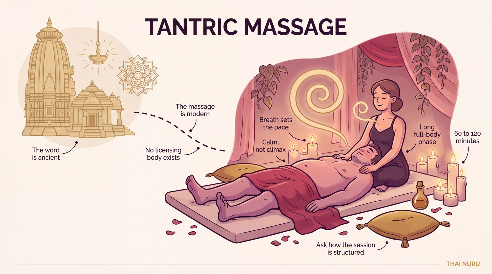 Infographic separating classical tantra from the modern neo-tantric massage format